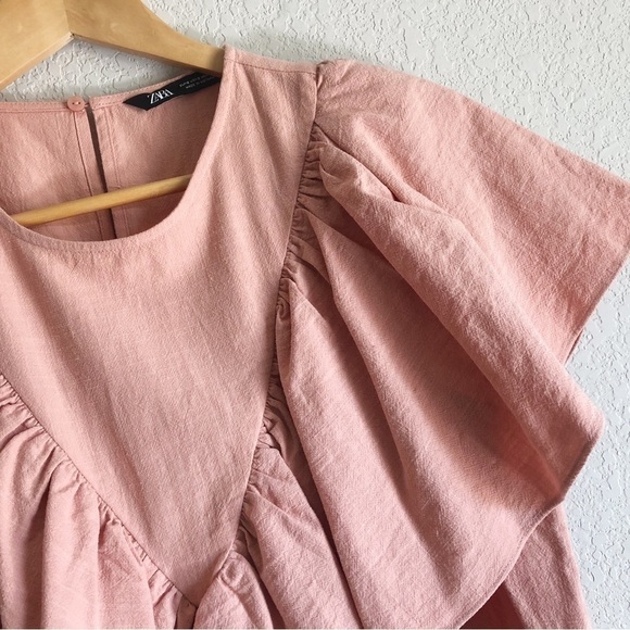 Zara Ruffle Yoke Cotton Blouse Cotton Peach - Picture 5 of 11